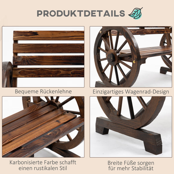 Gartenbank Tannenholz 2-Sitzer Landhausstil Braun