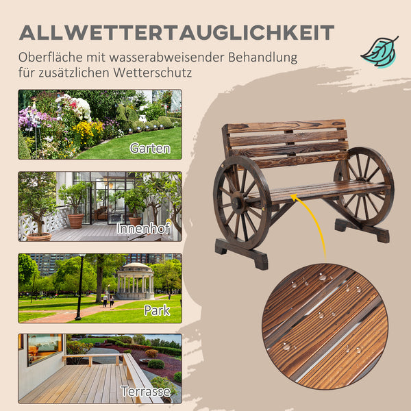 Gartenbank Tannenholz 2-Sitzer Landhausstil Braun