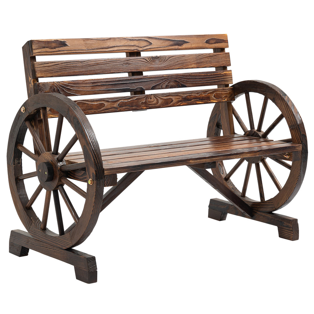 Panca da giardino, legno di abete, 2 posti, stile country, marrone