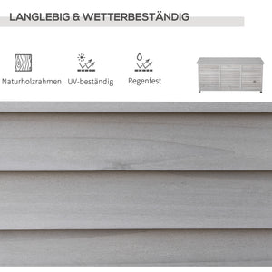 Garten Aufbewahrungsbox Kissenbox belüftet Holz grau