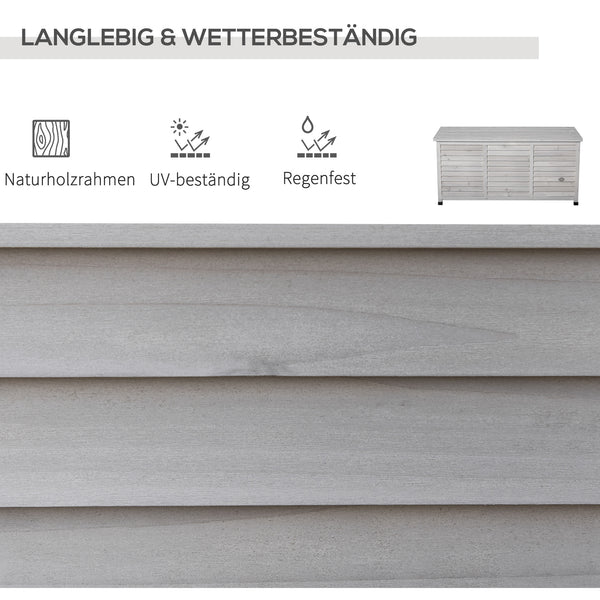 Garten Aufbewahrungsbox Kissenbox belüftet Holz grau