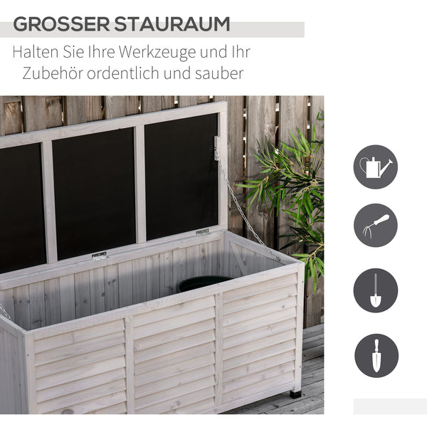 Garten Aufbewahrungsbox Kissenbox belüftet Holz grau
