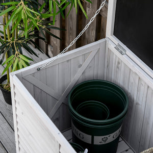 Garten Aufbewahrungsbox Kissenbox belüftet Holz grau