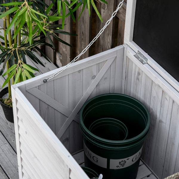 Garten Aufbewahrungsbox Kissenbox belüftet Holz grau