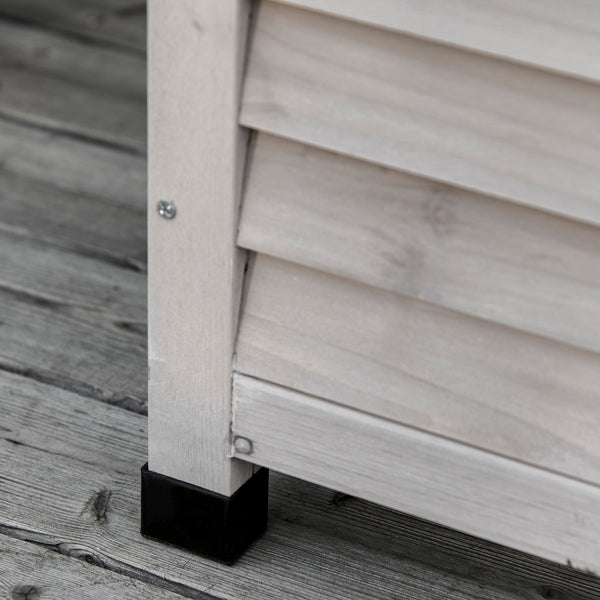 Garten Aufbewahrungsbox Kissenbox belüftet Holz grau
