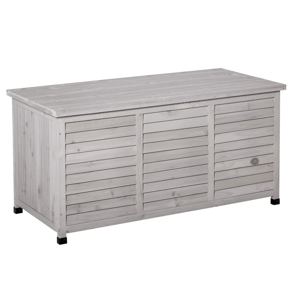 Garten Aufbewahrungsbox Kissenbox belüftet Holz grau