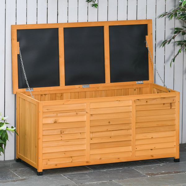 Gartenbox Aufbewahrung wetterfest 127x56x60 Massivholz gelb