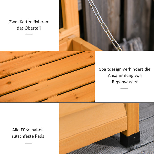 Gartenbox Aufbewahrung wetterfest 127x56x60 Massivholz gelb