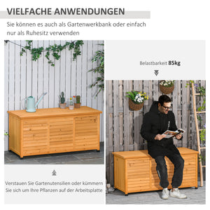 Gartenbox Aufbewahrung wetterfest 127x56x60 Massivholz gelb