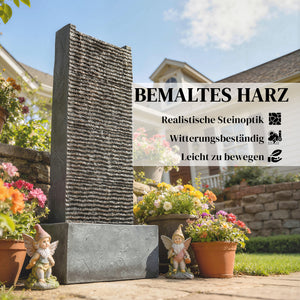 Gartenbrunnen 2-stufig mit LED Beleuchtung in Granitoptik