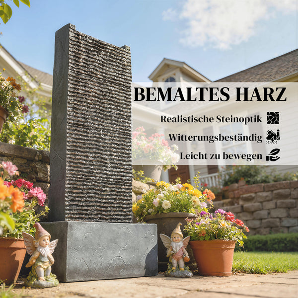 Gartenbrunnen 2-stufig mit LED Beleuchtung in Granitoptik
