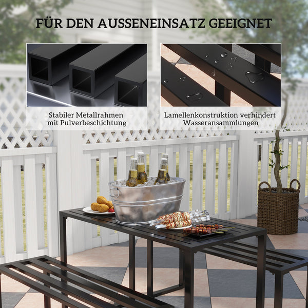 Gartengarnitur mit Tisch und Bänken für 4 Personen Metall