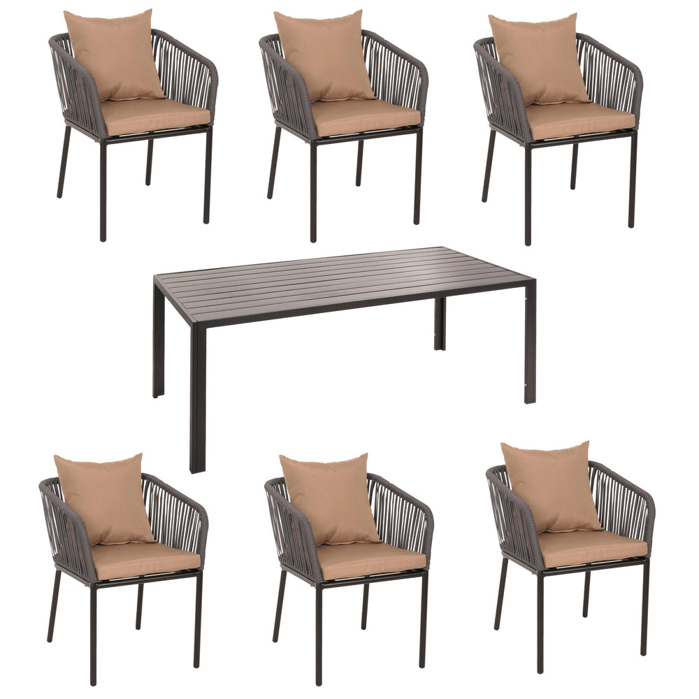 Gartengarnitur Set Alu anthrazit, Tisch & 6 Stühle, wetterfest