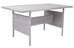 Poly-Rattan Gartengarnitur Lounge Esstisch Set hellgrau creme