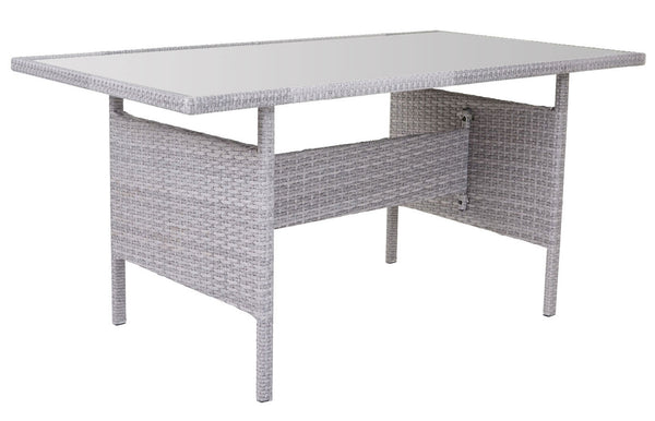 Poly-Rattan Gartengarnitur Lounge Esstisch Set hellgrau creme