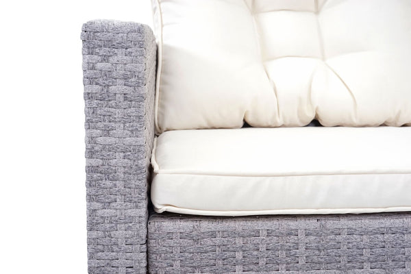 Poly-Rattan Gartengarnitur Lounge Esstisch Set hellgrau creme