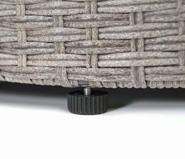 Runde Poly-Rattan Gartengarnitur grau mit dunkelgrauen Polstern