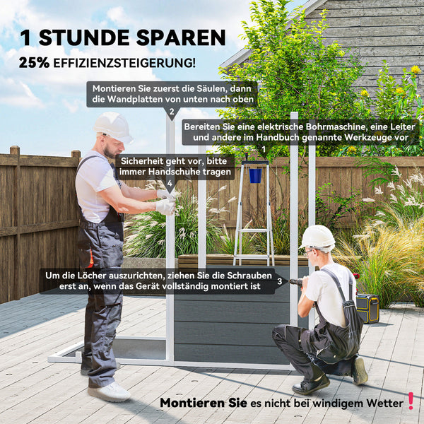 Gartenhaus wetterfest mit Boden Fenster und abschliessbarer Tür Kunststoff grau