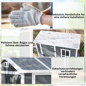 Gartenhaus wetterfest mit Boden Fenster und abschliessbarer Tür Kunststoff grau
