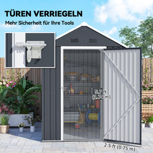 Gartenhaus Metall mit Doppeltür und Fenster grau weiss