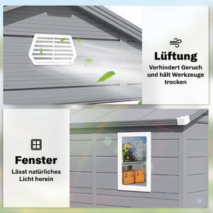 Gartenhaus gross mit Fenster Metall Kunststoff