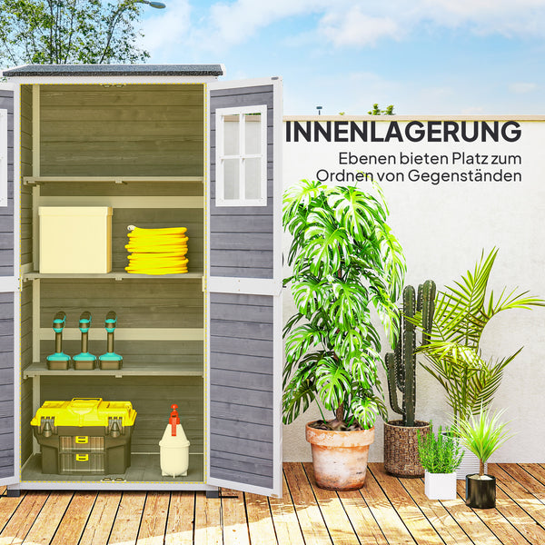 Gartenhaus mit Fenstern für Gartenwerkzeug Holz hellgrau