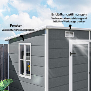 Gartenhaus Kunststoff mit Boden und Fenster 2,4x1,3m grau