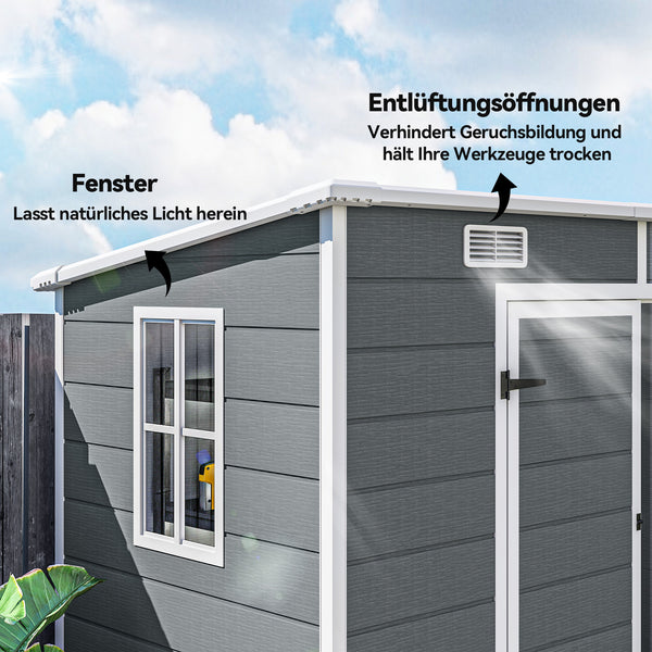 Gartenhaus Kunststoff mit Boden und Fenster 2,4x1,3m grau