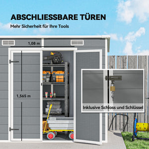 Gartenhaus Kunststoff mit Boden und Fenster 2,4x1,3m grau