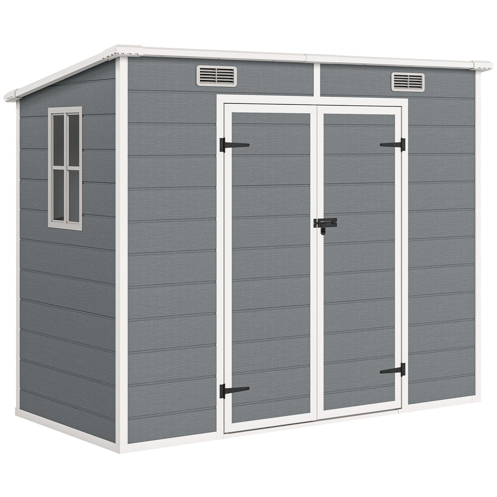 Gartenhaus Kunststoff mit Boden und Fenster 2,4x1,3m grau