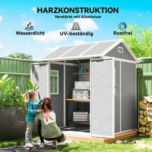 Gartenhaus mit Fenster und abschliessbarer Tür Kunststoff grau