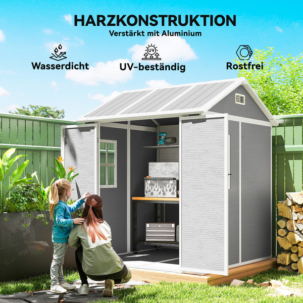 Gartenhaus mit Fenster und abschliessbarer Tür Kunststoff grau