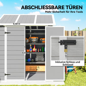 Gartenhaus mit Fenster und abschliessbarer Tür Kunststoff grau