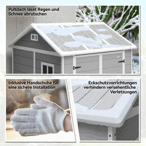 Gartenhaus mit Fenster und abschliessbarer Tür Kunststoff grau