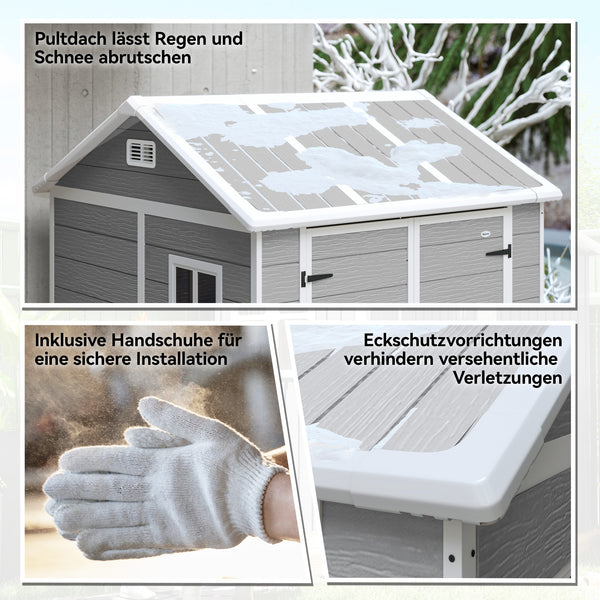 Gartenhaus mit Fenster und abschliessbarer Tür Kunststoff grau