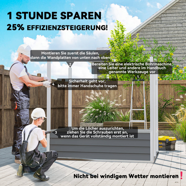Gartenhaus Metall abschliessbar leichte Montage grau