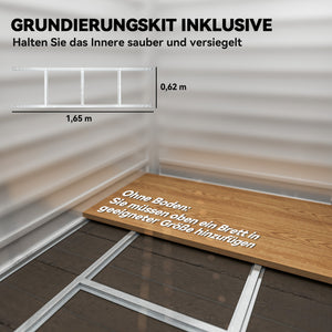 Gartenhaus Metall abschliessbar leichte Montage grau