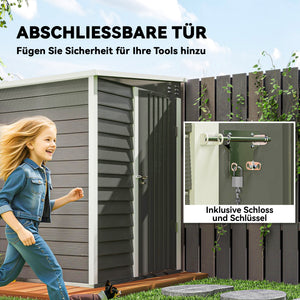 Gartenhaus Metall abschliessbar leichte Montage grau