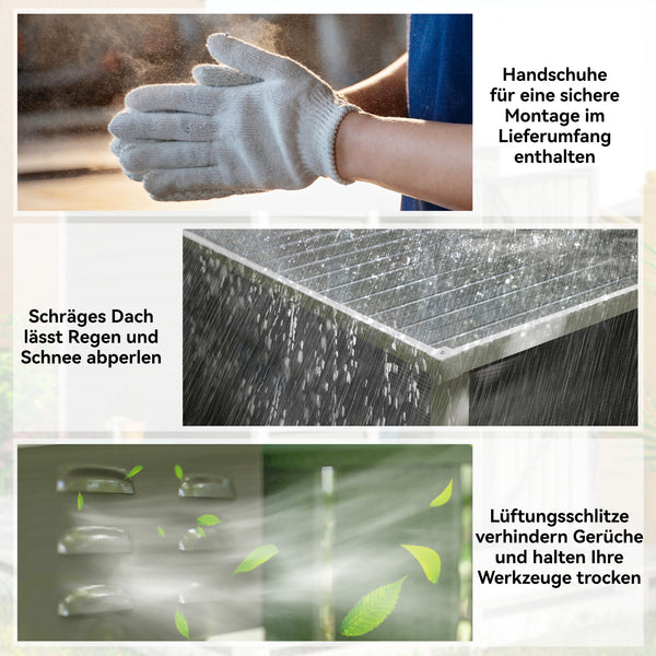 Gartenhaus Metall abschliessbar leichte Montage grau