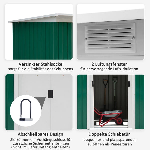 Gartenhaus Metall wetterfest mit Schiebetür für Garten