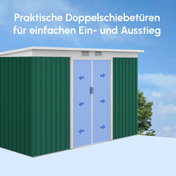 Gartenhaus Metall wetterfest mit Schiebetür für Garten