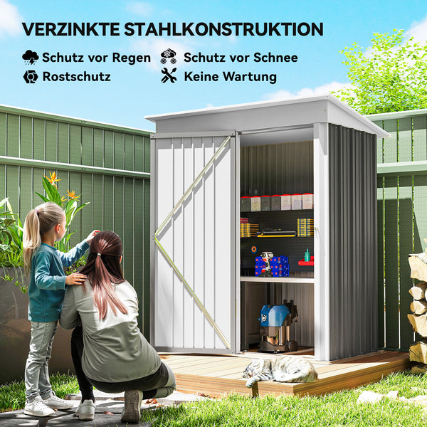 Gartenhaus abschliessbar mit Regal Stahl grau
