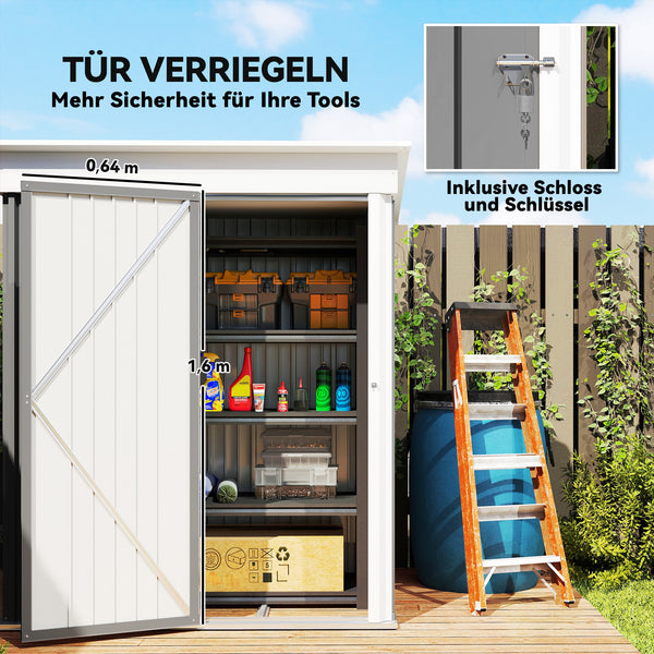 Gartenhaus abschliessbar mit Regal Stahl grau