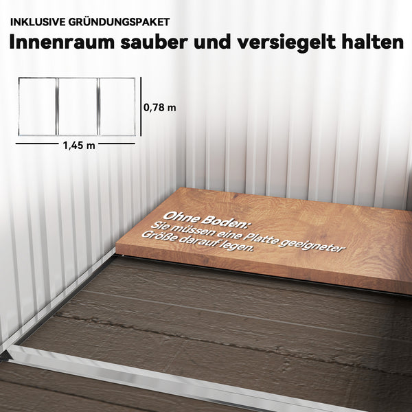 Gartenhaus abschliessbar mit Regal Stahl grau