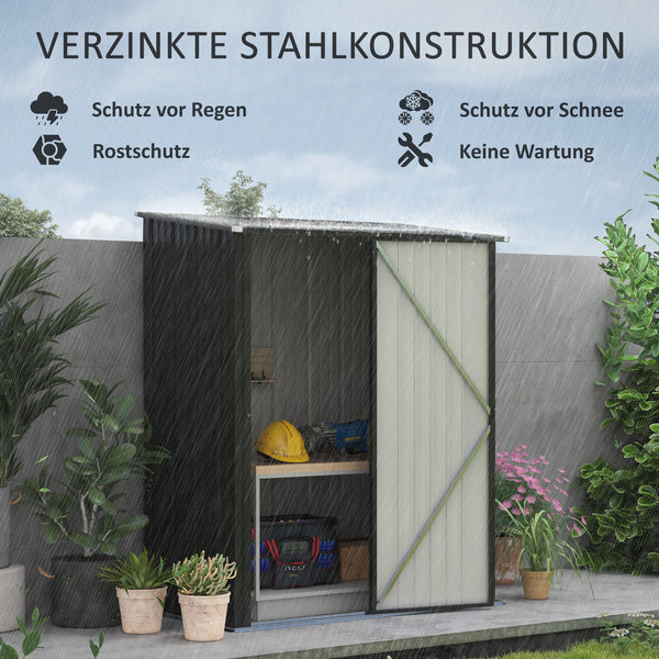 Gartenhaus wetterfest abschliessbar mit Regal schwarz