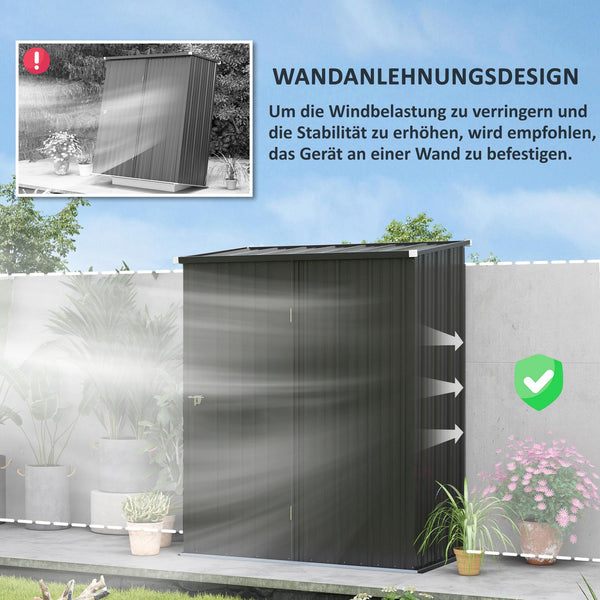Gartenhaus wetterfest abschliessbar mit Regal schwarz