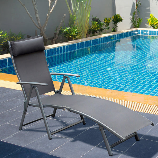 Gartenliege klappbar mit Kissen 137x635x1005cm Grau