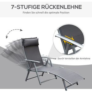 Gartenliege klappbar mit Kissen 137x635x1005cm Grau