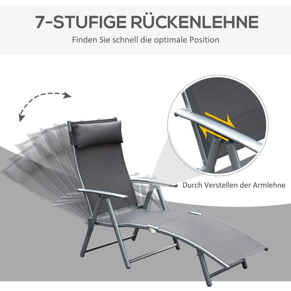 Gartenliege klappbar mit Kissen 137x635x1005cm Grau