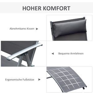 Gartenliege klappbar mit Kissen 137x635x1005cm Grau